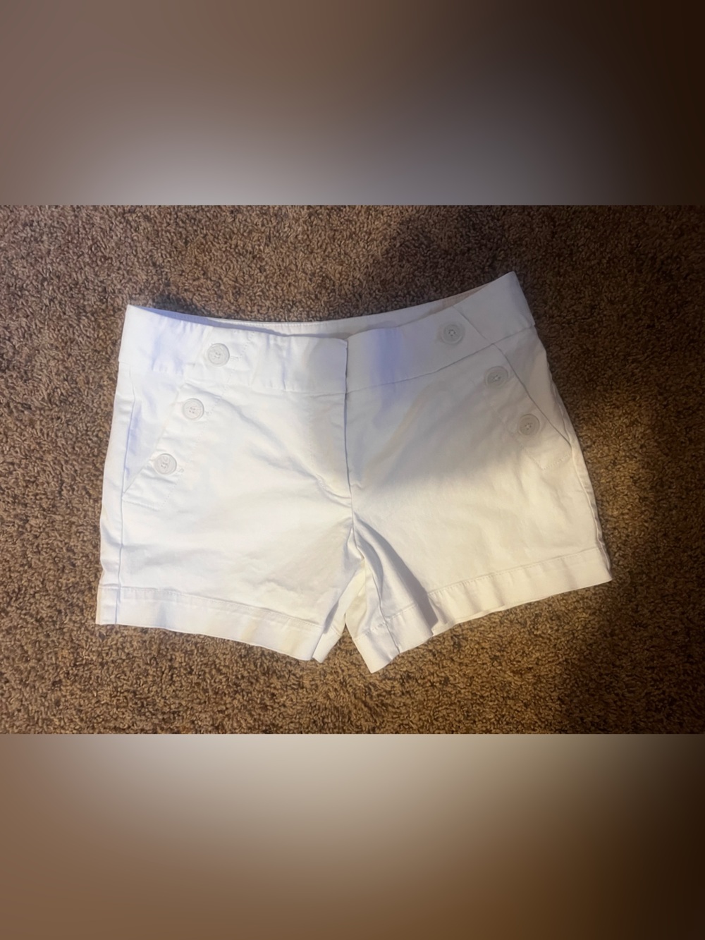 LOFT White Button-Accent Cotton Bermuda Shorts